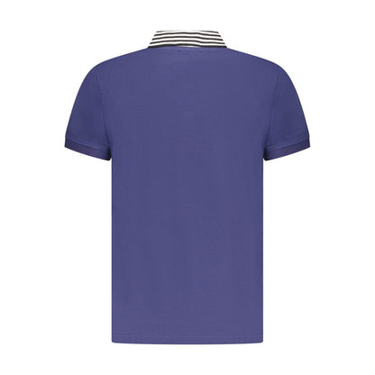 Blue Cotton Men Polo Shirt