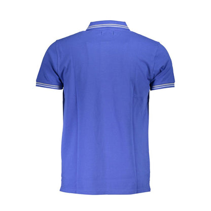 Blue Cotton Men Polo Shirt