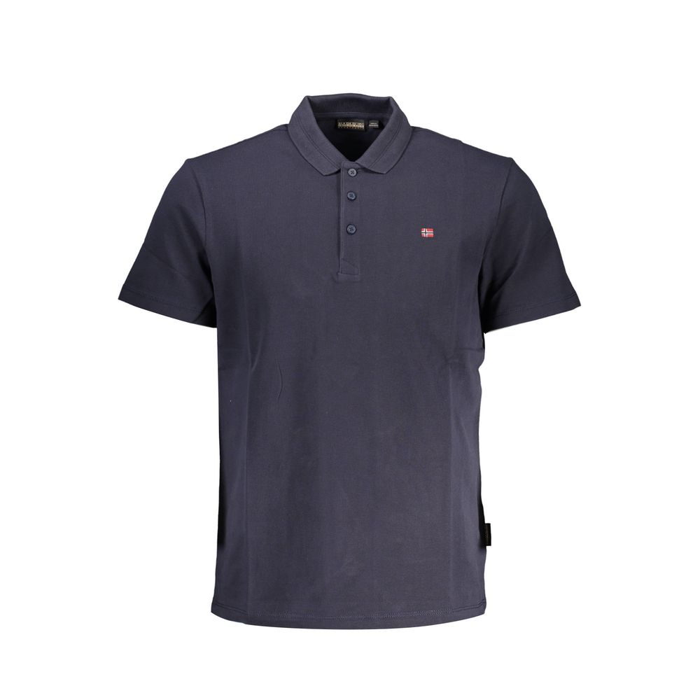 Blue Cotton Men Polo Shirt