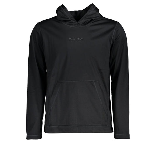 Black Polyester Men's Hooded Sweater