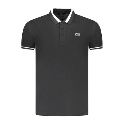 Black Cotton Men Polo Shirt