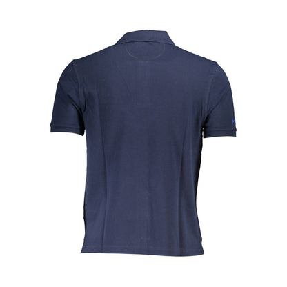 Blue Cotton Men Polo Shirt