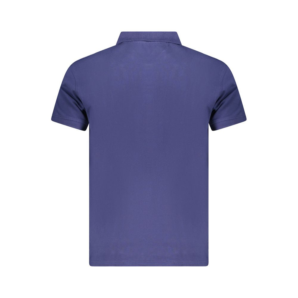 Blue Cotton Men Polo Shirt