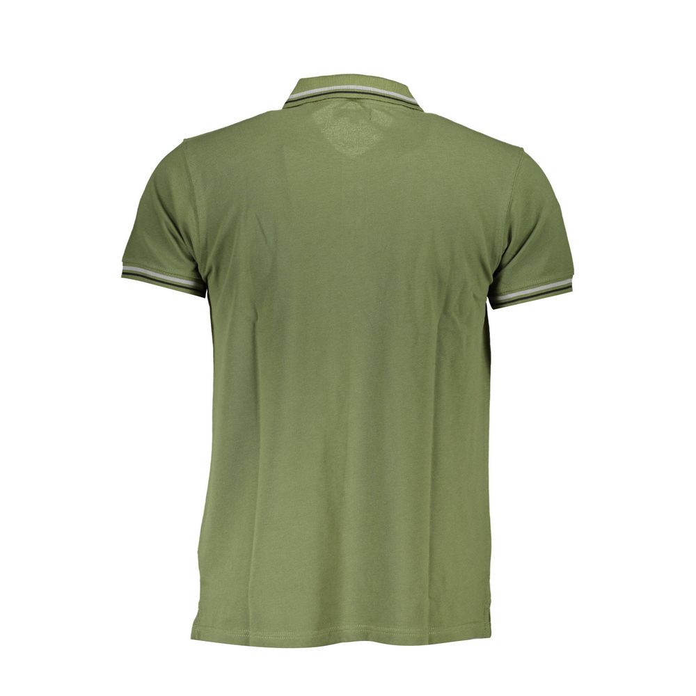 Green Cotton Men Polo Shirt