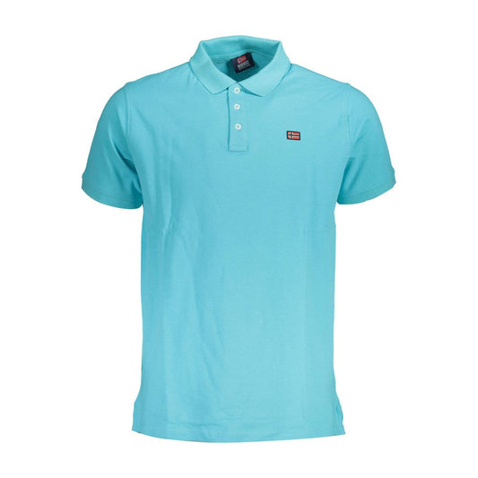 Blue Cotton Men Polo Shirt