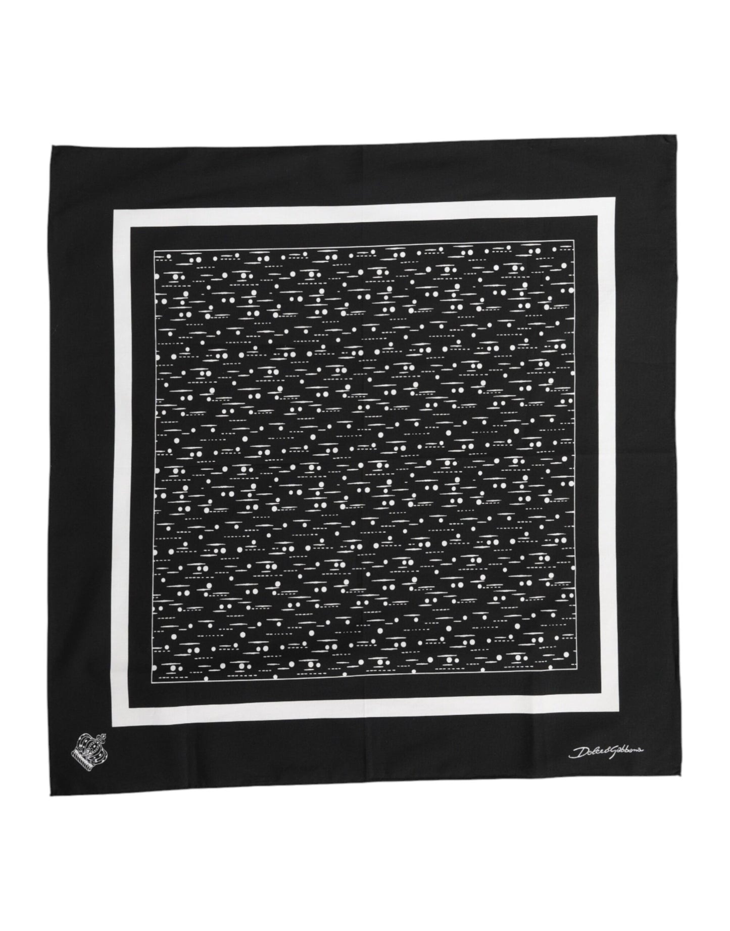 Black White Printed Square Foulard Scarf