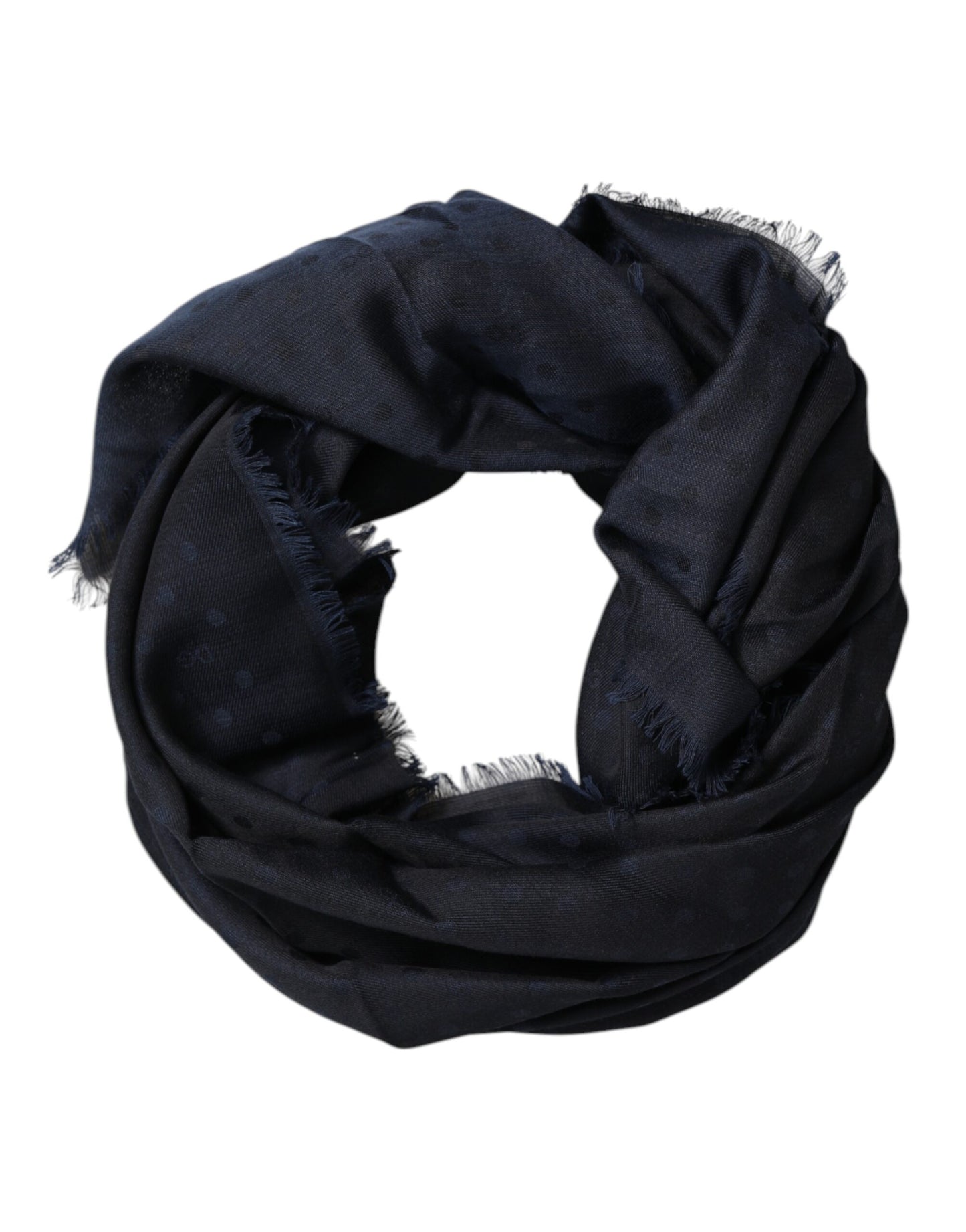 Blue Viscose Fringes Neck Warmer Scarf