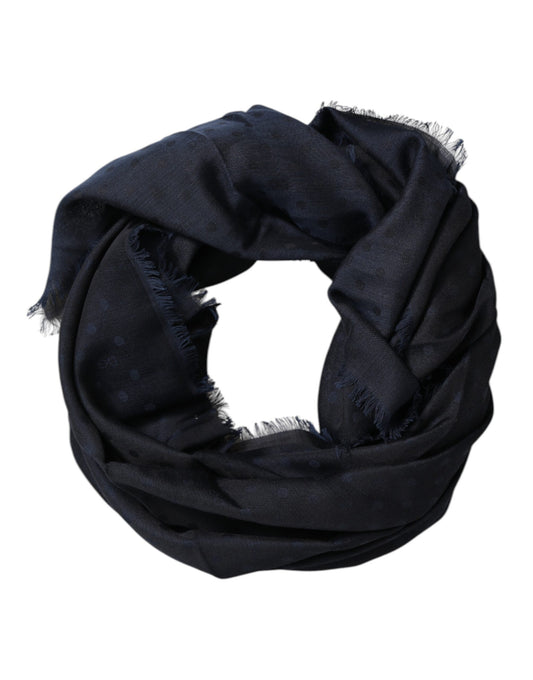 Blue Viscose Fringes Neck Warmer Scarf