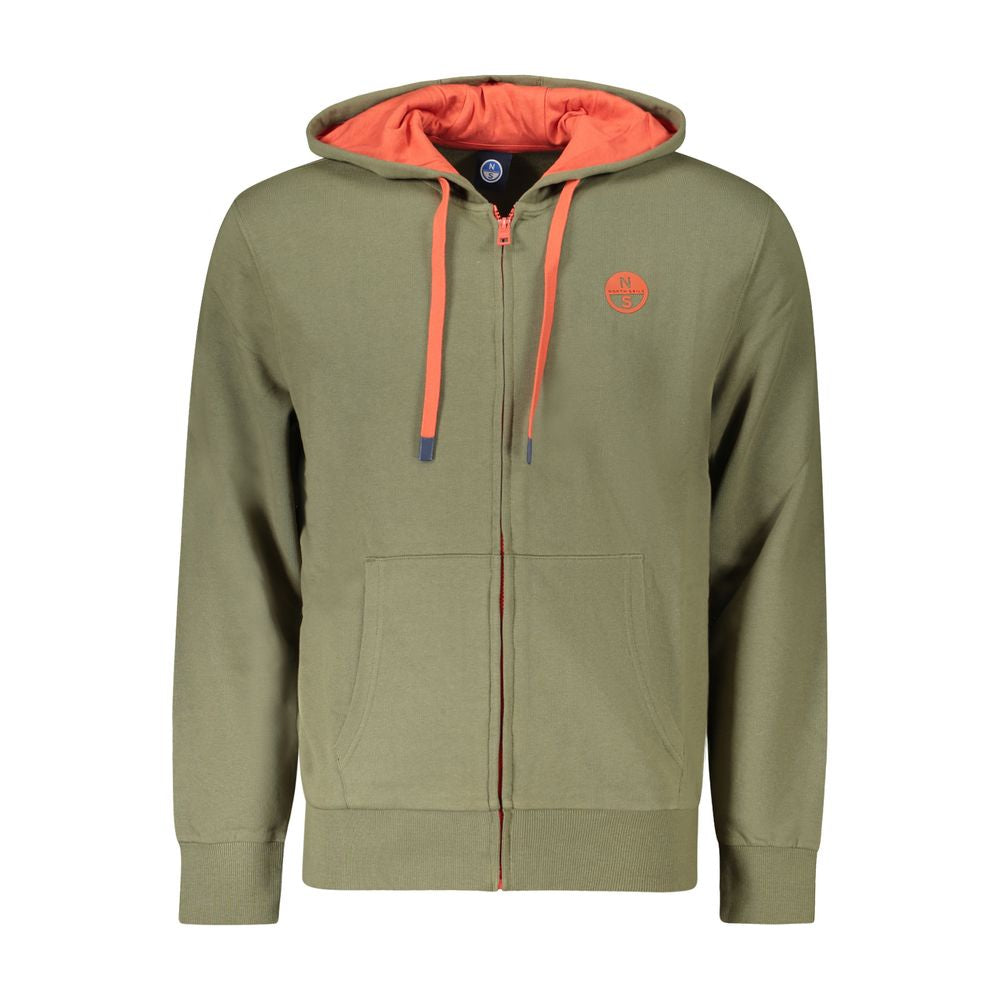 Green Cotton Men's Hooded Sweater