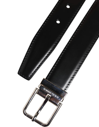 Black Classic Leather Metal Buckle Belt