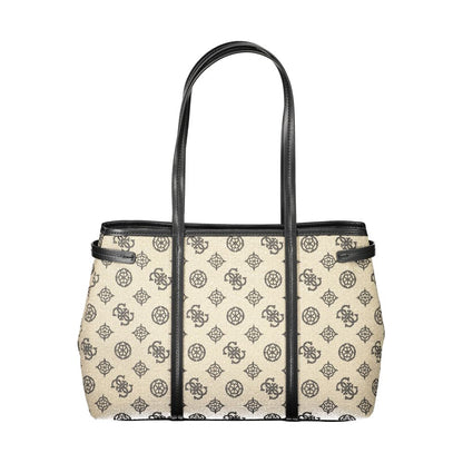 Beige Cotton Women Handbag