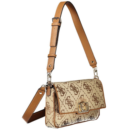 Beige Polyester Women Handbag