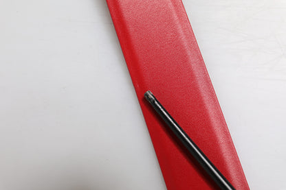 Red Calf Leather Embellished Metal Buckle Belt