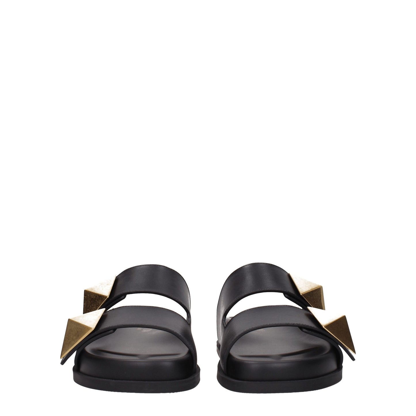 Black Leather Slippers Sandals