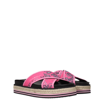 Pink Fabric Slippers Sandals
