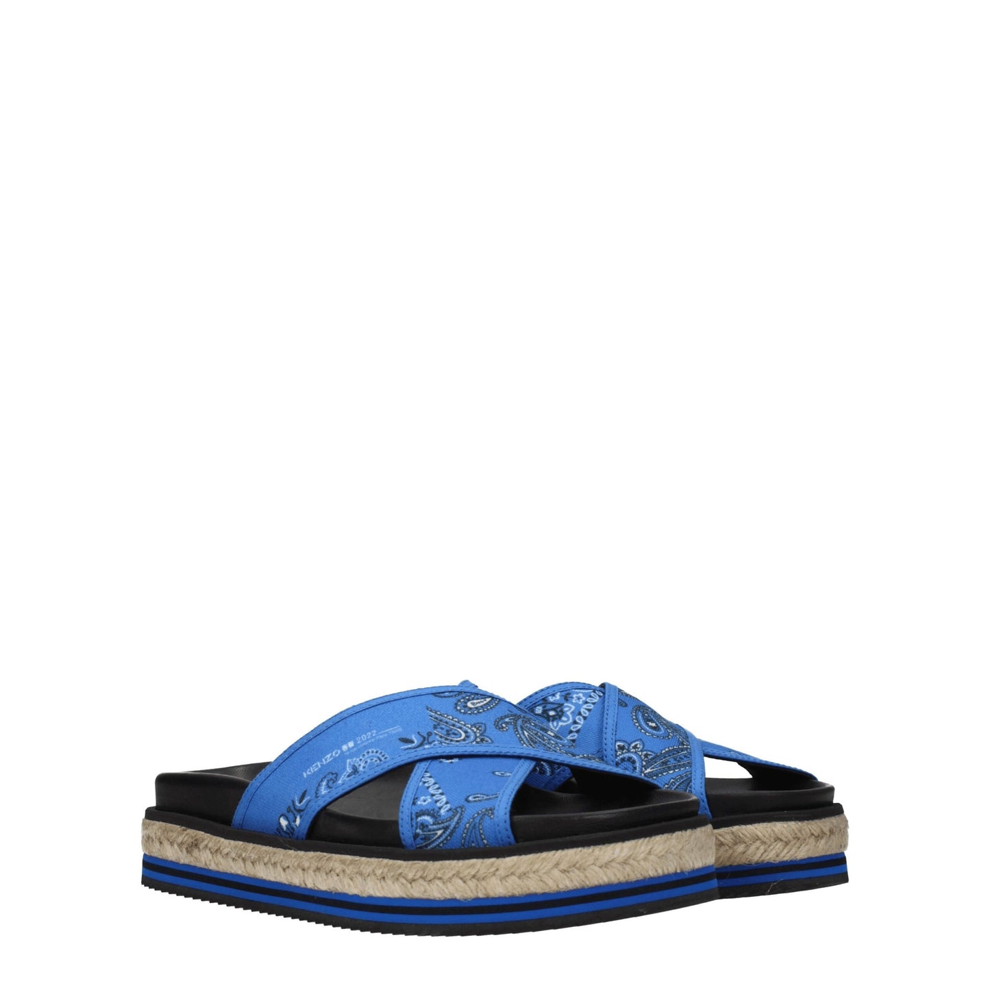 Blue Fabric Slippers Sandals