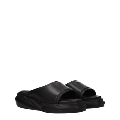 Black Leather Slippers Sandals