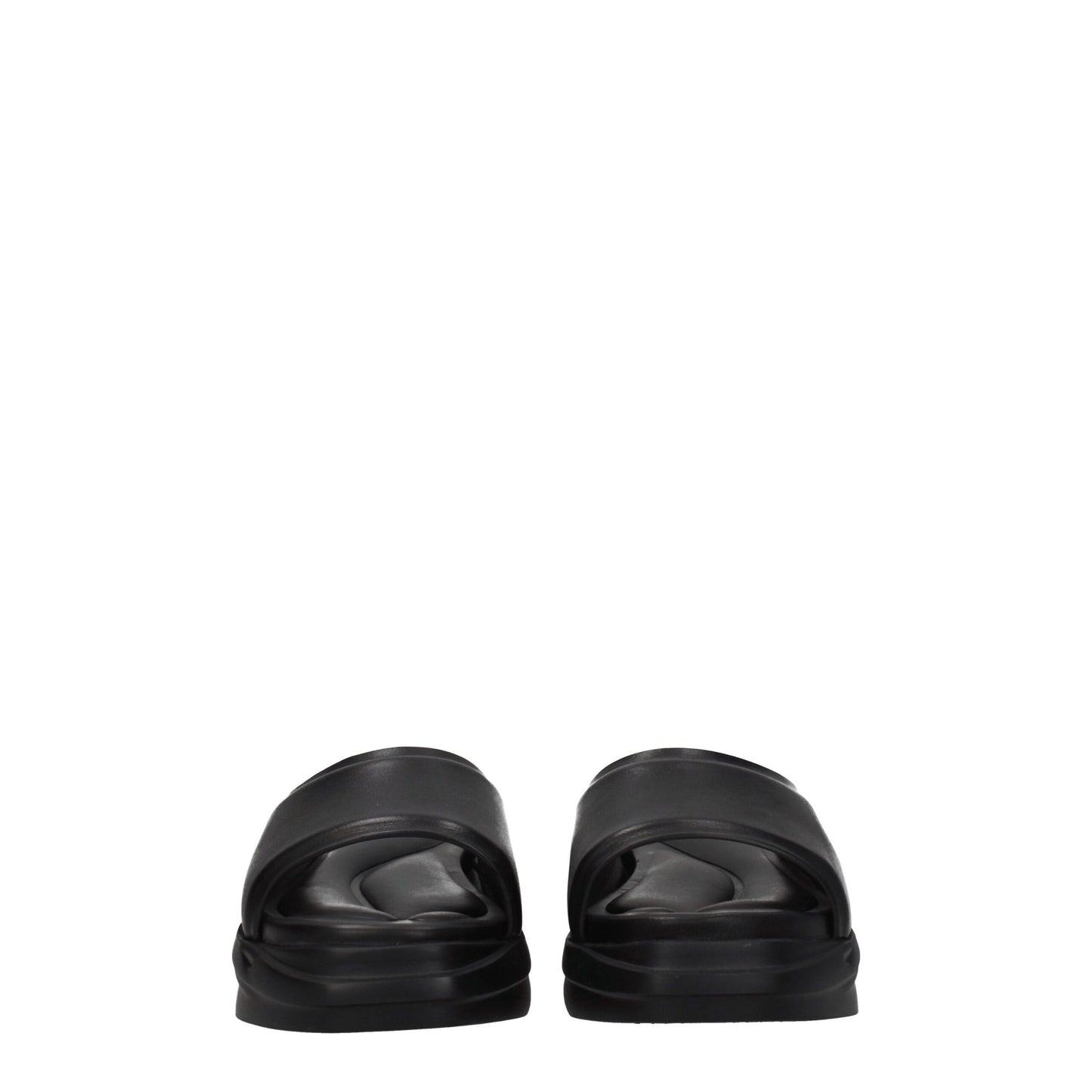 Black Leather Slippers Sandals