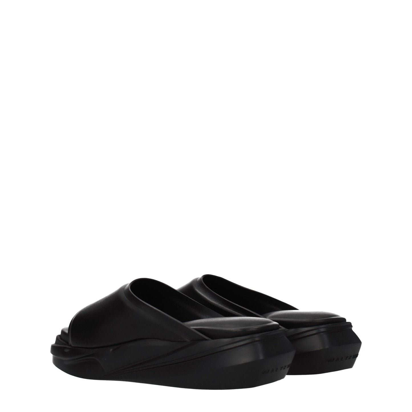 Black Leather Slippers Sandals