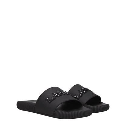 Black Cotton Slippers Sandals