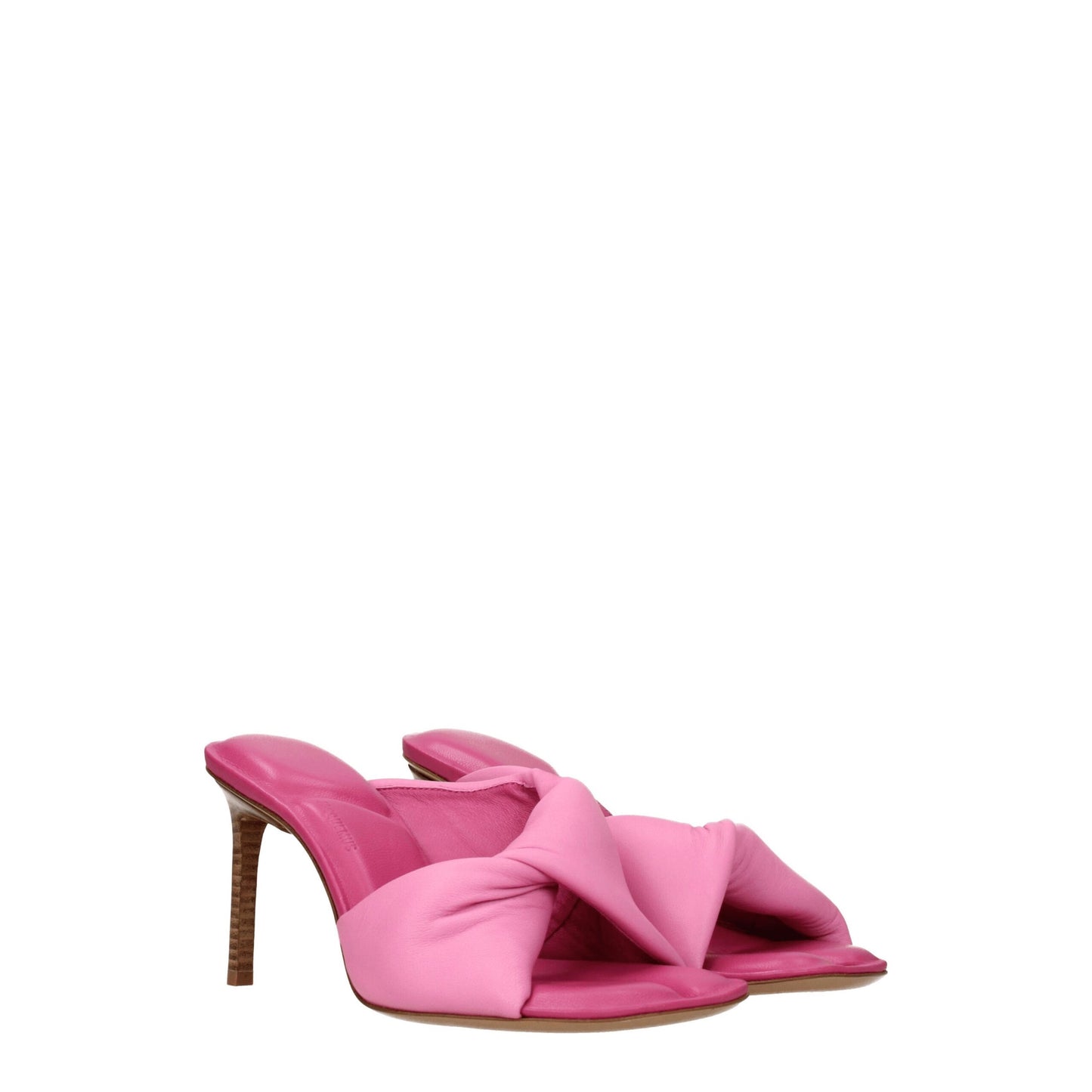 Pink Leather Stiletto Heels Sandals