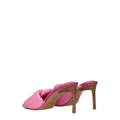 Pink Leather Stiletto Heels Sandals