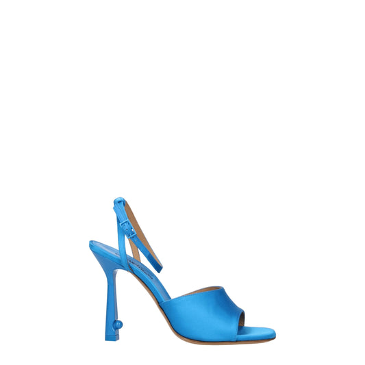 Blue Satin Stiletto Heels Sandals