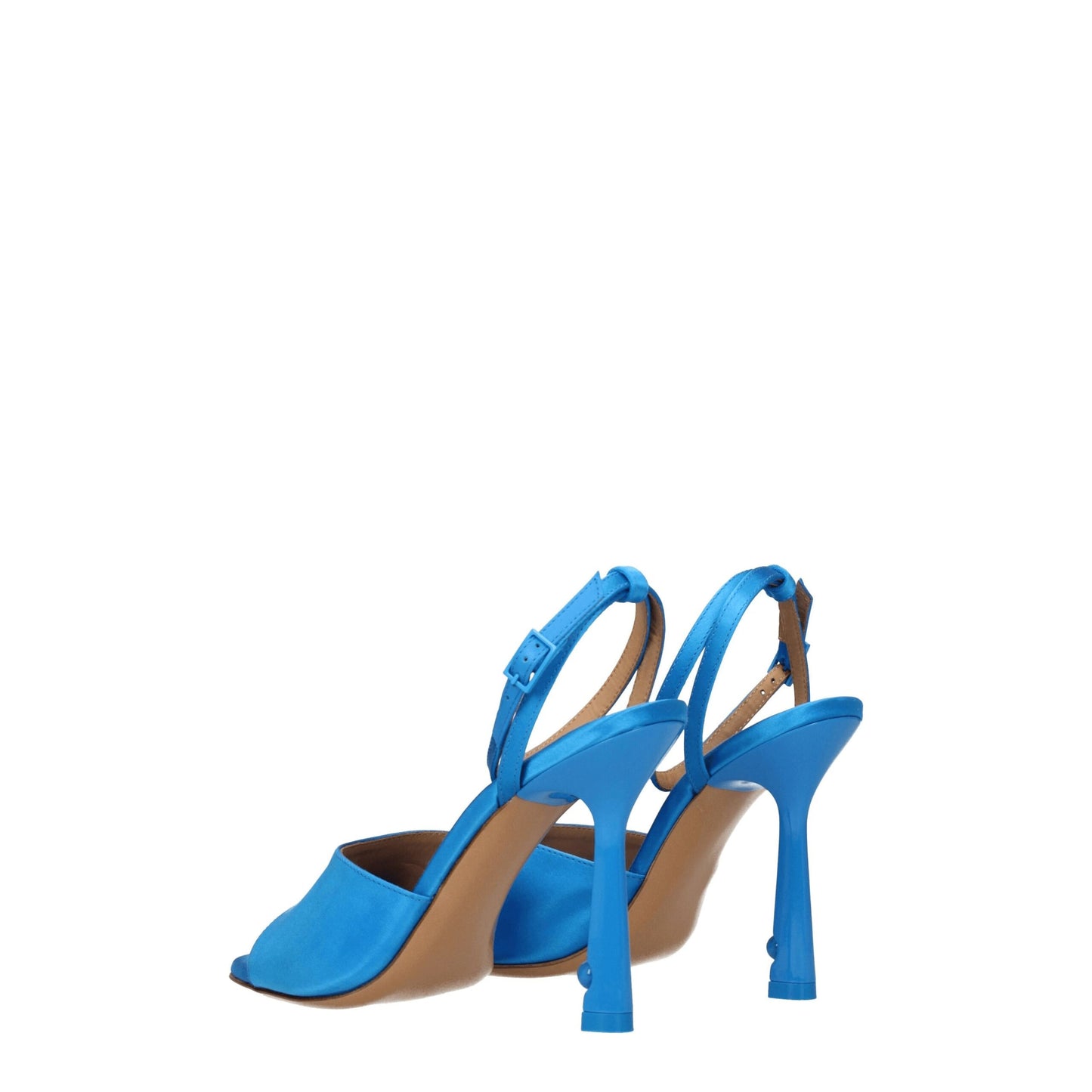 Blue Satin Stiletto Heels Sandals