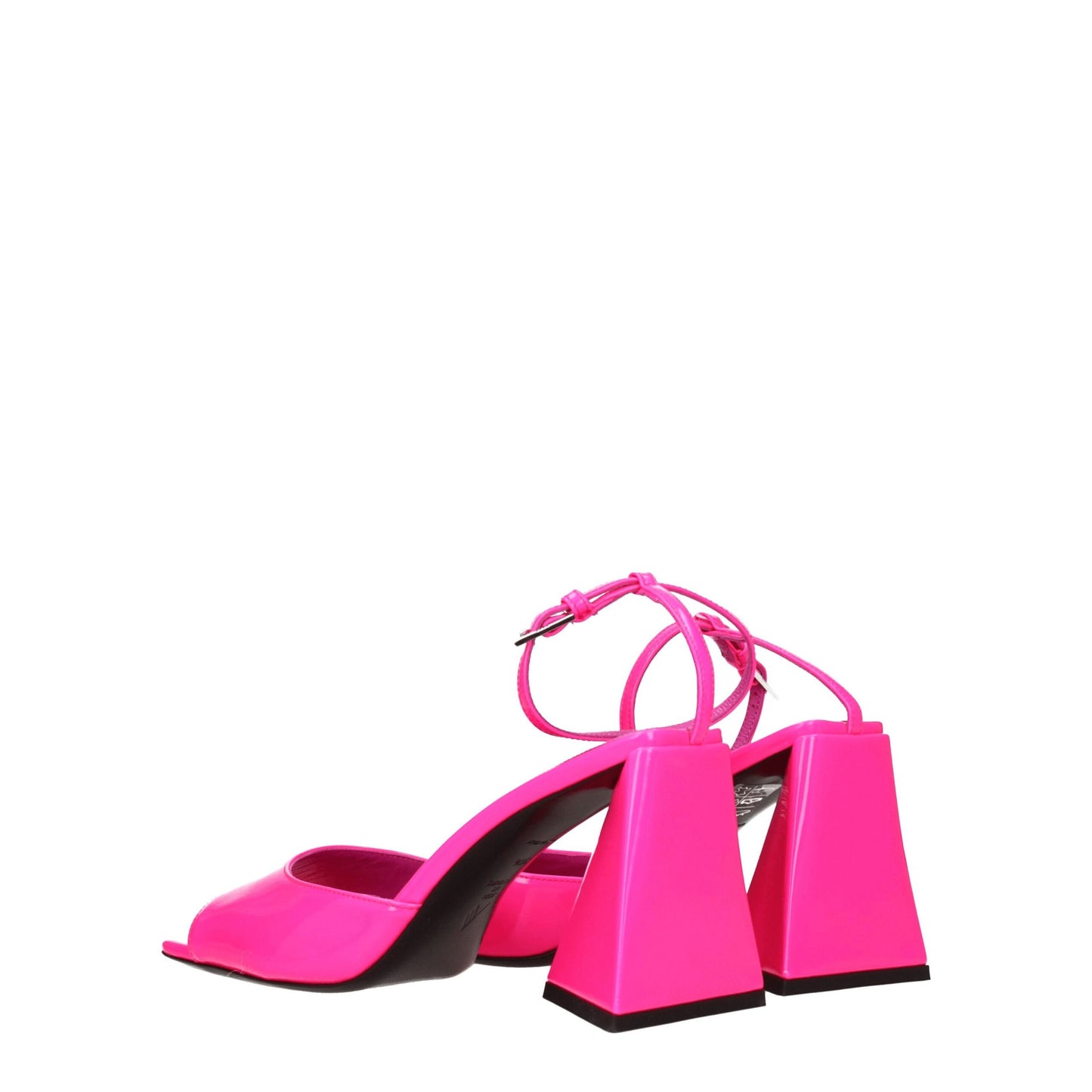 Pink Leather Stiletto Heels Sandals