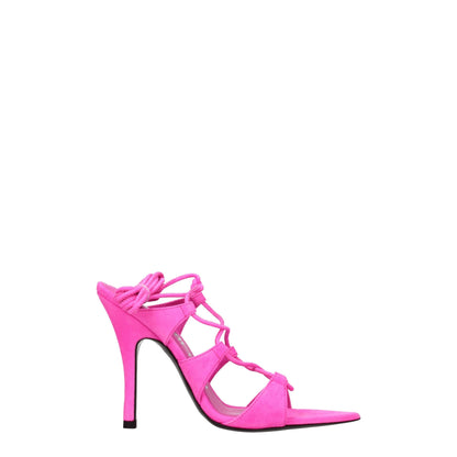 Pink Leather Stiletto Heels Sandals