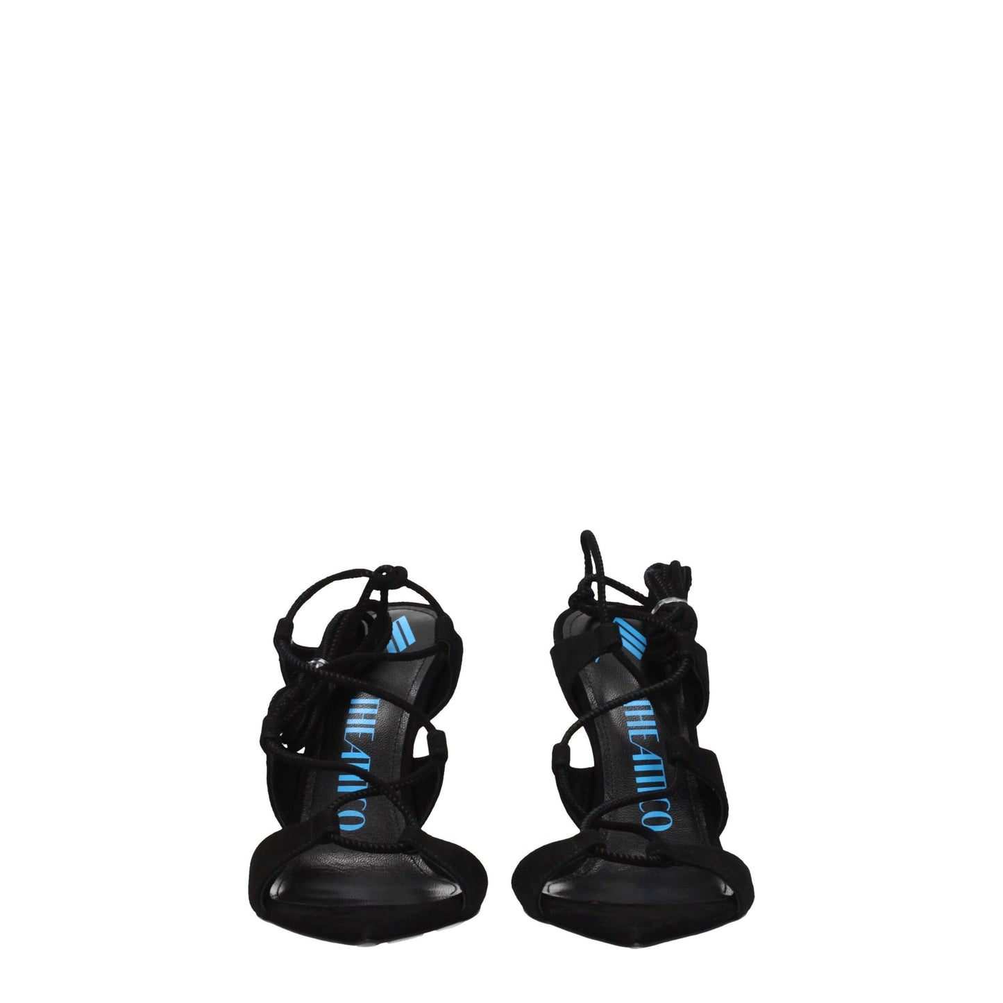 Black Leather Stiletto Heels Sandals