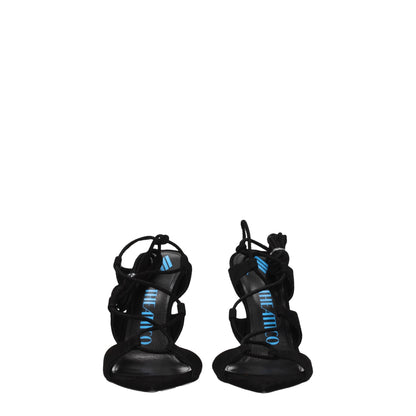 Black Leather Stiletto Heels Sandals