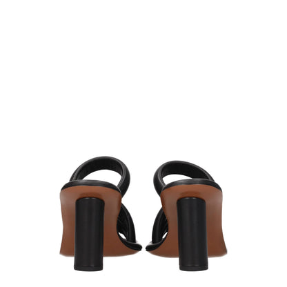 Black Leather Stiletto Heels Sandals