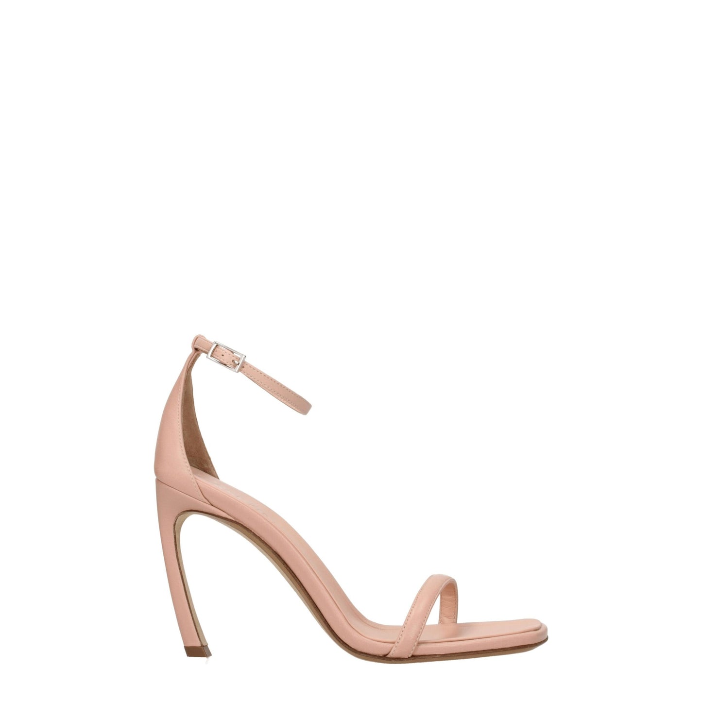 Pink Leather Stiletto Heels Sandals