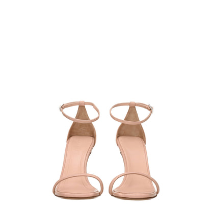 Pink Leather Stiletto Heels Sandals