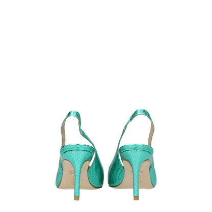 Green Leather High Heel Pumps