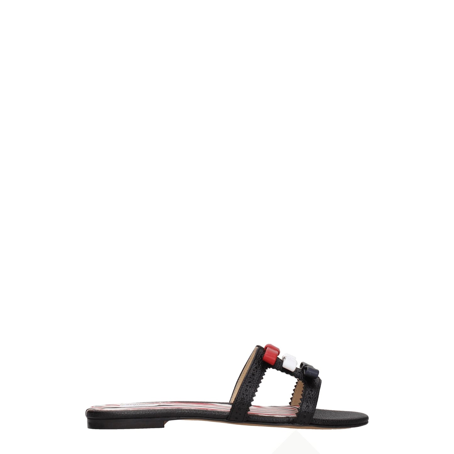 Black Leather Slippers Sandals