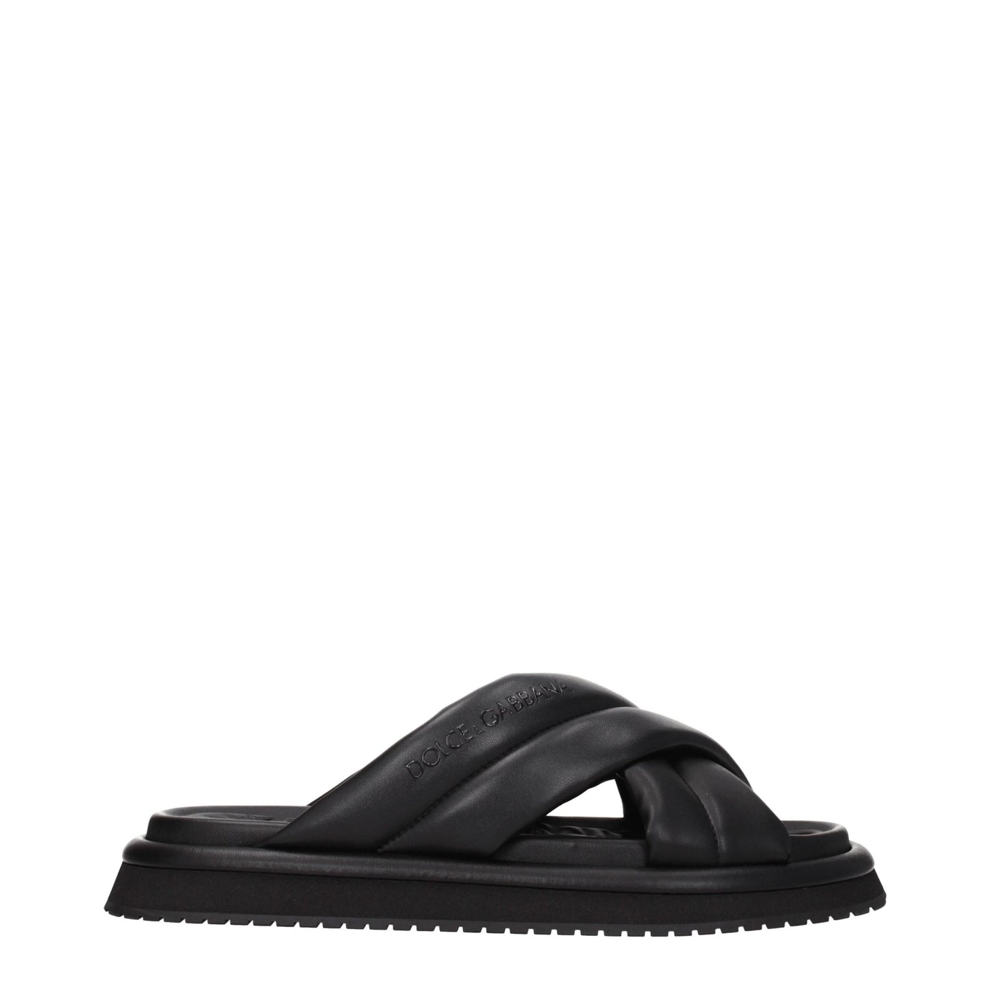 Black Leather Slippers Sandals