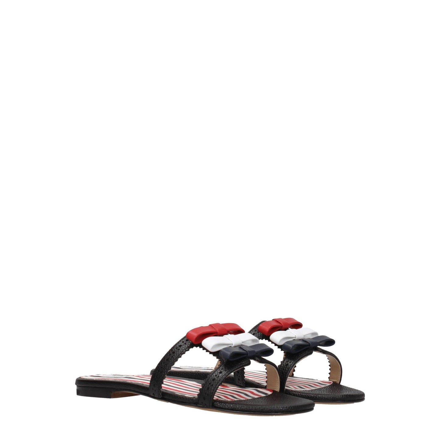 Black Leather Slippers Sandals