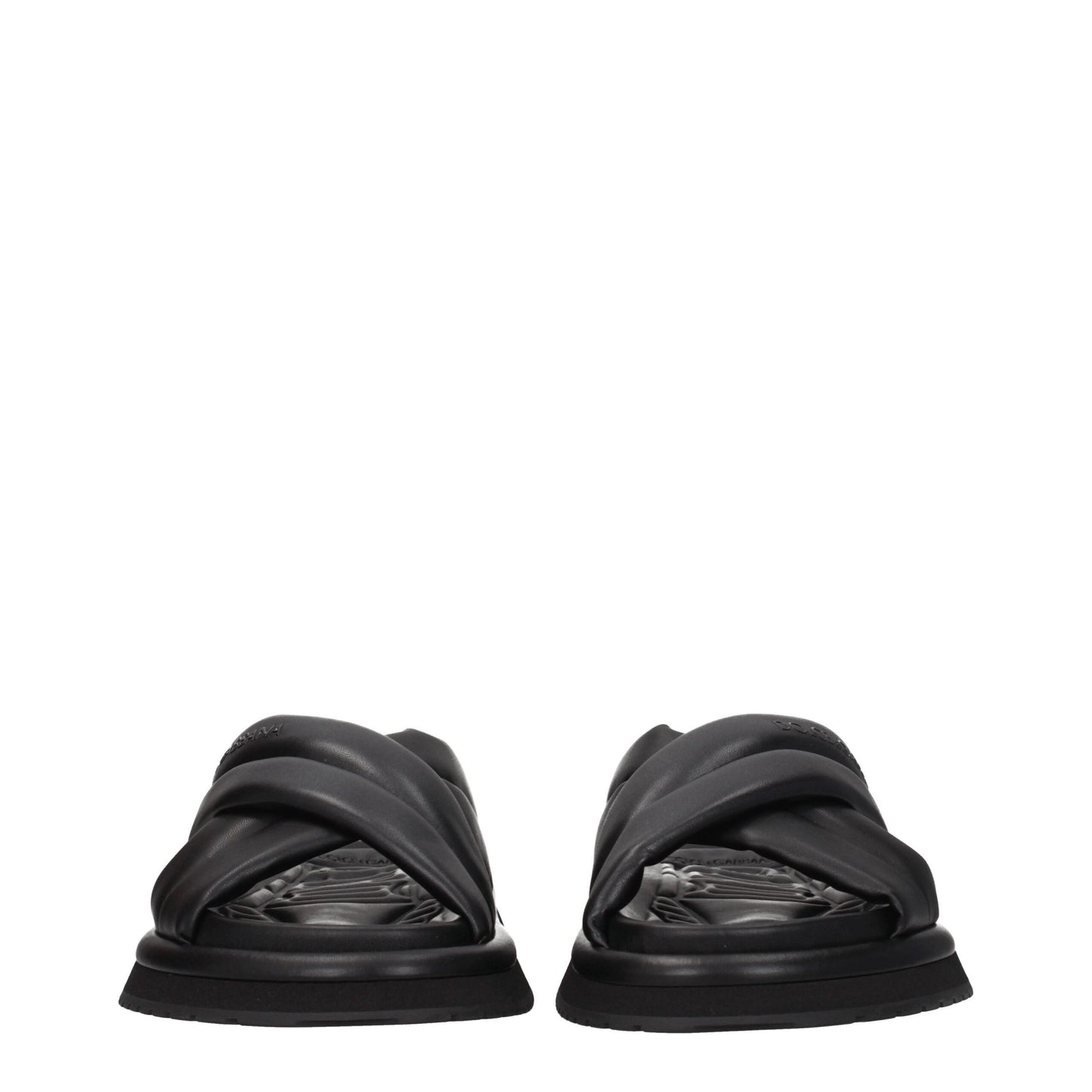 Black Leather Slippers Sandals