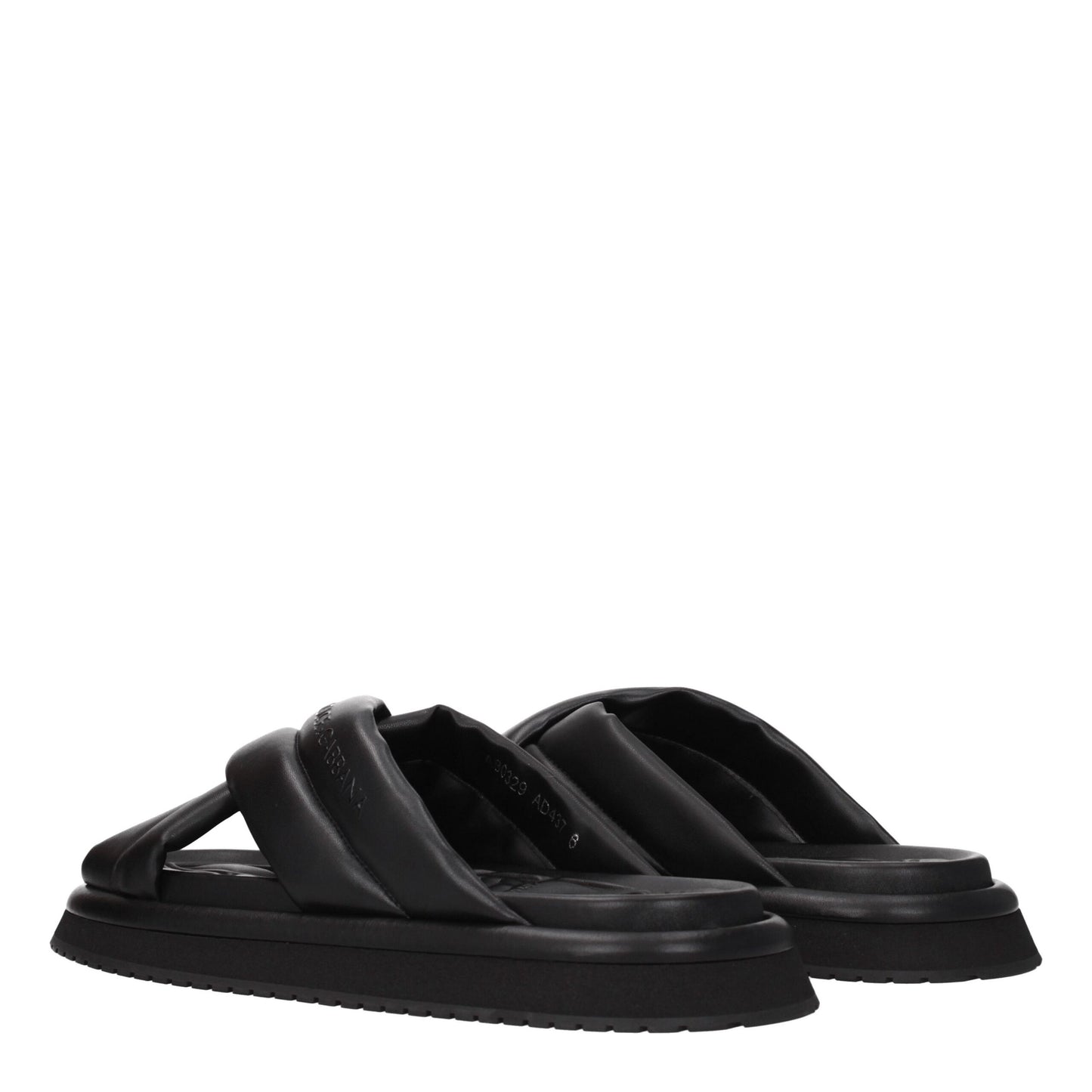 Black Leather Slippers Sandals