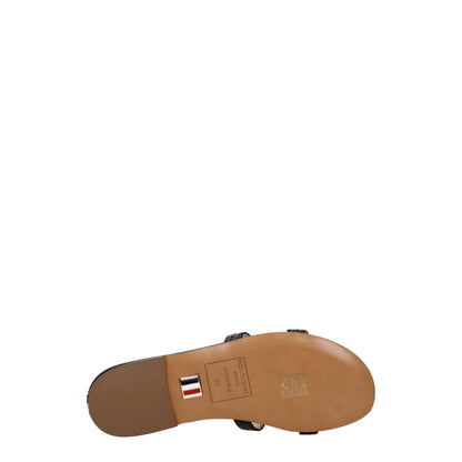 Black Leather Slippers Sandals