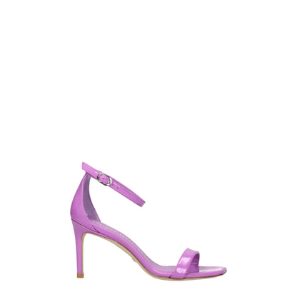 Purple Leather Stiletto Heels Sandals