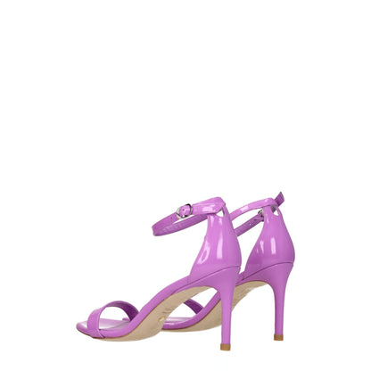 Purple Leather Stiletto Heels Sandals