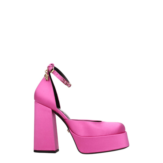 Pink Satin Platforms Pumps