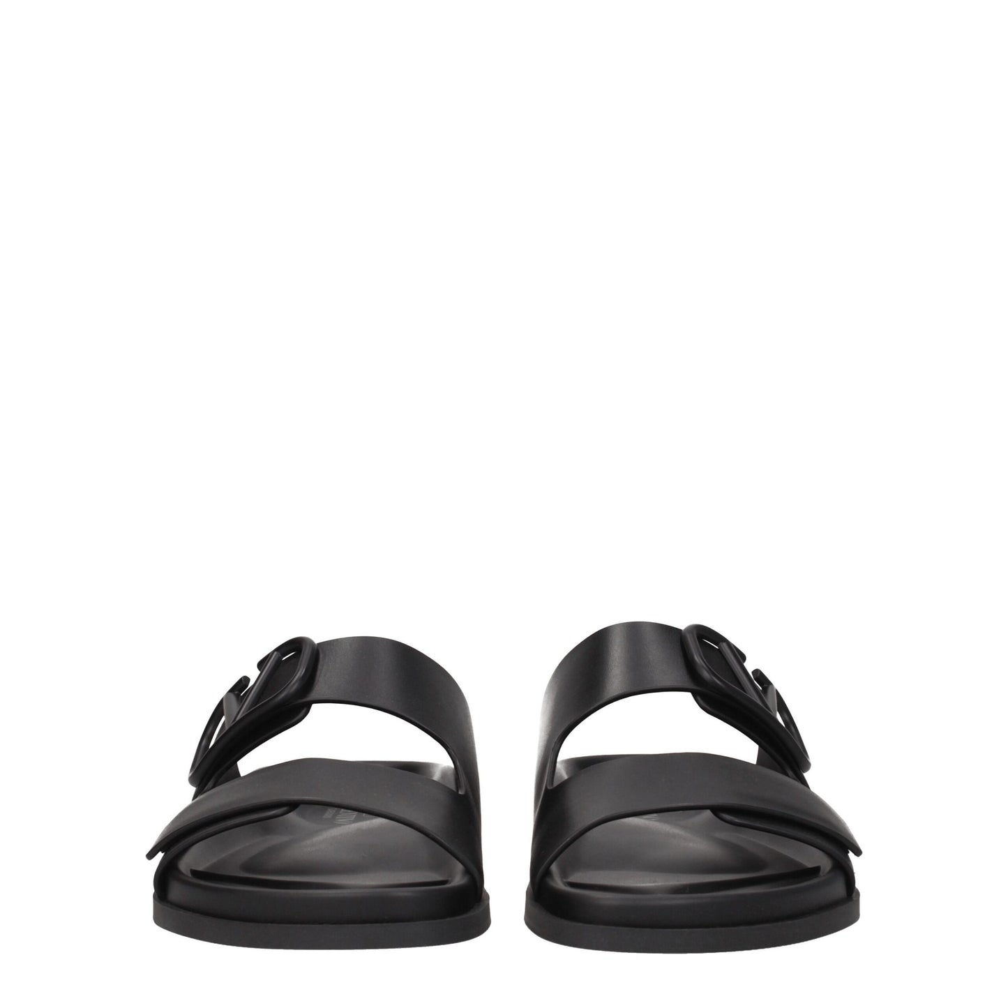 Black Leather Slippers Sandals