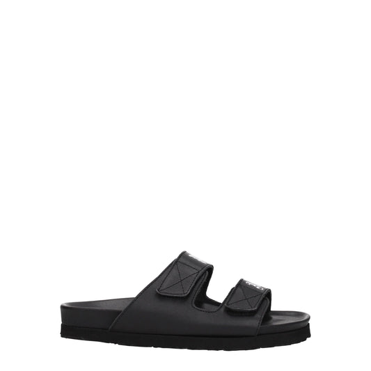 Black Leather Flat Sandals