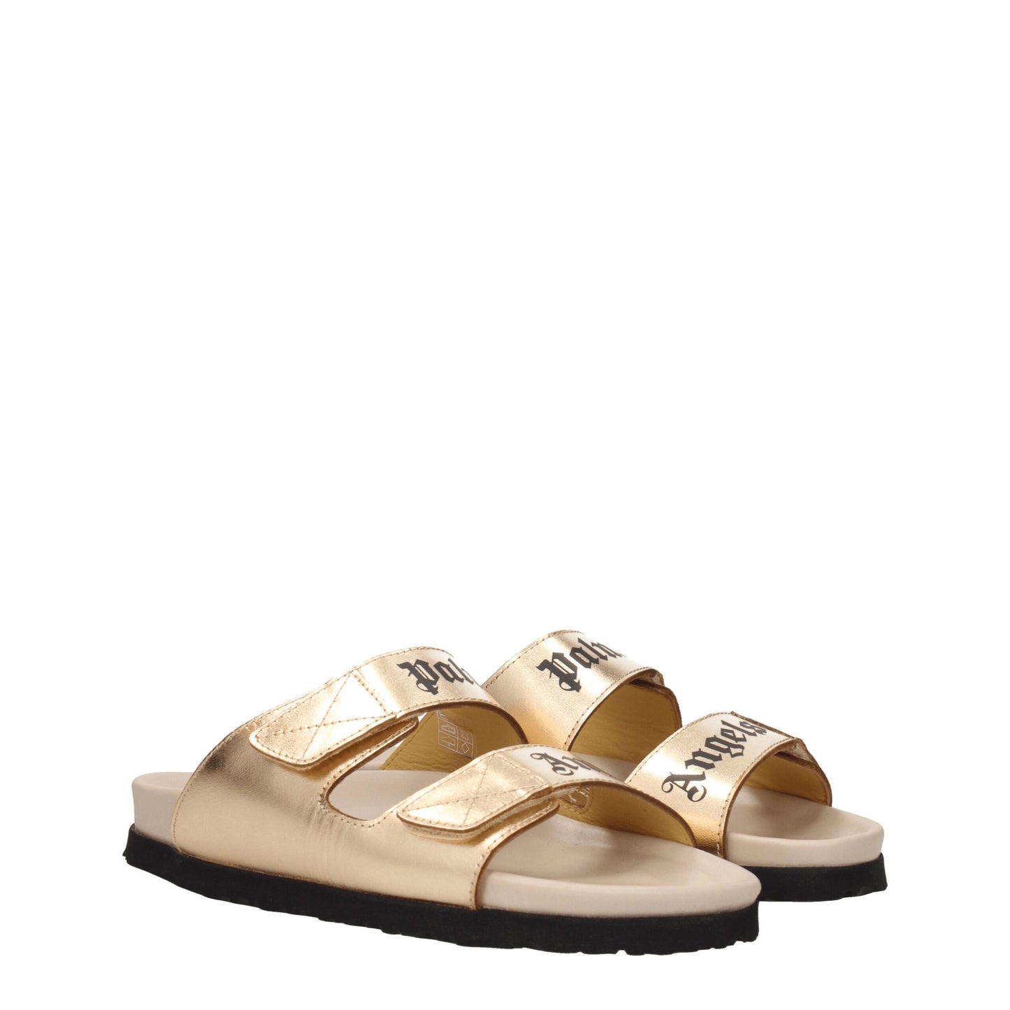 Gold Leather Slippers Sandals