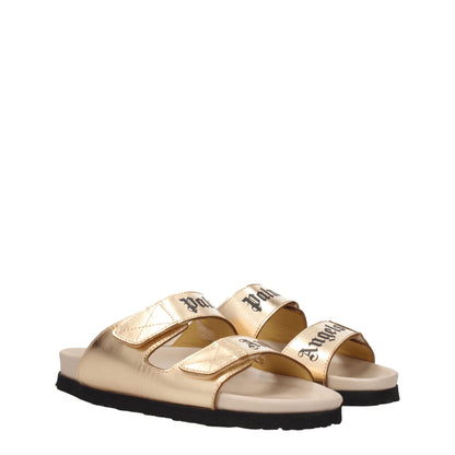 Gold Leather Slippers Sandals