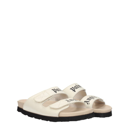 Beige Leather Flat Sandals